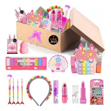 Imagem de Kit Maquiagem Criança E Bolsa Na Caixa De Presente Com Laço