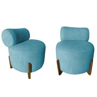 Imagem de Kit 2 Poltronas Decorativa Mônaco Suede Azul Turquesa - Mansão Decor