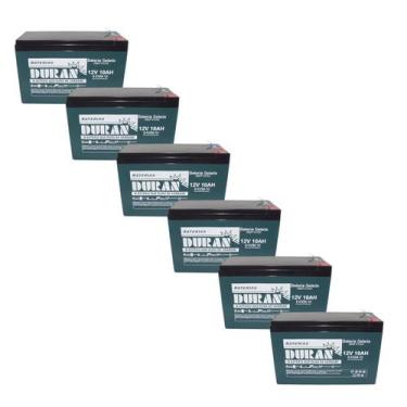 Imagem de Kit 6 Baterias Selada Gel Ciclo Profundo Duran 10ah 12v 6-dzm-10