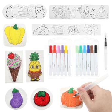 Imagem de Kit de pintura mágica inchada com 37 peças, kit de pintura de textura de espuma 3D, desenho 3D, seguro, faça você mesmo, conjunto de materiais de arte com pincel de água para crianças e adultos