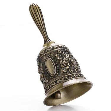 Imagem de Homelavie Sino de latão super alto para tocar no casamento, sinos de mão para cabeceira de idosos, sino de sala de aula de professor, sino de jantar, sinos tibetanos, sino de meditação, presente para