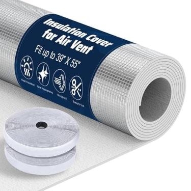 Imagem de Pearwow Capa de isolamento para ventilador de sótão, cobertura de vedação de persiana de teto de alumínio de 99 x 139 cm, isolamento de 3 camadas com tiras de veludo flexíveis, fácil de cortar e