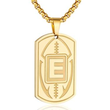 Imagem de Colar SENRAN Football Initial A-Z Dog Tag para homens
