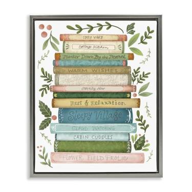 Imagem de Stupell Industries Cozy Books At The Cottage Gray Framed Floater Canvas Wall Art, design por Giao Williams, 21 x 17