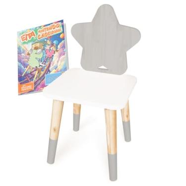 Imagem de Kit Livro Cadeira Infantil de Madeira Estrela - Cinza