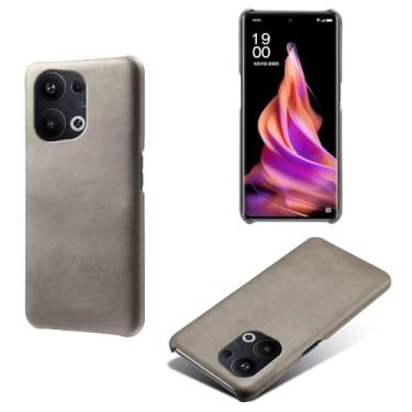 Imagem de Capa para OPPO Reno 10 Pro+,Proteção contra quedas,Casca de volta de cor sólida simples,Design de couro de imitação de plástico-Gray