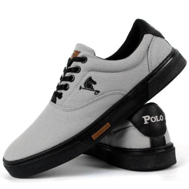 Imagem de Kit de Sapatênis Masculino Tênis Casual Polo Joy Cinza/Preto, 45, Cinz