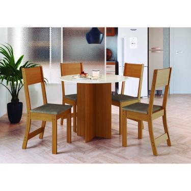 Imagem de Conjunto Mesa de Jantar Redonda 90cm com 4 Cadeiras Multimóveis CR50202