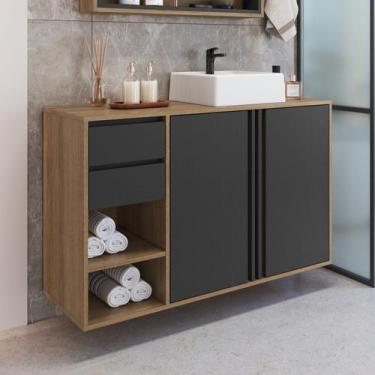 Imagem de Gabinete de Banheiro 110cm com 2 Portas Gavetas e Cuba Antônia - FAEMA