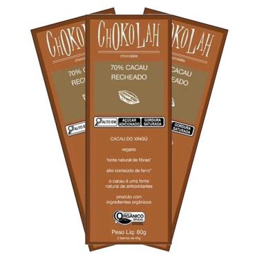 Imagem de Kit 3X: Chocolate 70% Cacau Recheado Orgânico Chokolah 80G