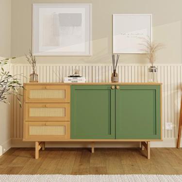 Imagem de Buffet 2 Portas Laca 3 Gavetas Rattan Magna CabeCasa MadeiraOriginals 