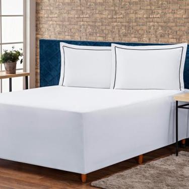 Imagem de Jogo de Lençol p/ Cama Box Complet Branco Queen 03 Peças - Percal 140 