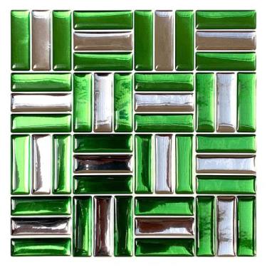 Imagem de Pastilha Adesiva Baguete Cromada Verde - Kit com 4 Placas Adesivo 3M -