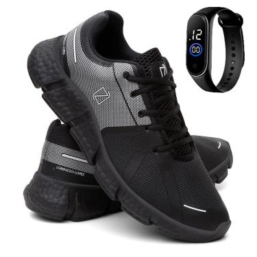 Imagem de Tênis Masculino Esporte Super Leve Para Caminhada Corrida e Treino e Relógio-Masculino