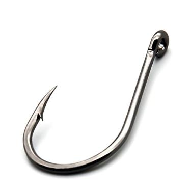 Imagem de GRFIT Ganchos de pesca 50 pçs/lote anzóis de aço de alto carbono preto farpado offset gancho super afiado anzóis de peixe (tamanho: 11#)