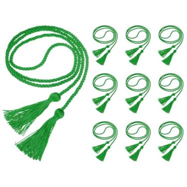 Imagem de PATIKIL Cordão de formatura de 167 cm, 10 peças de cordão de honra de borla de formatura de poliéster trançado de três fios para decorações de formatura, vestido de solteiro, verde