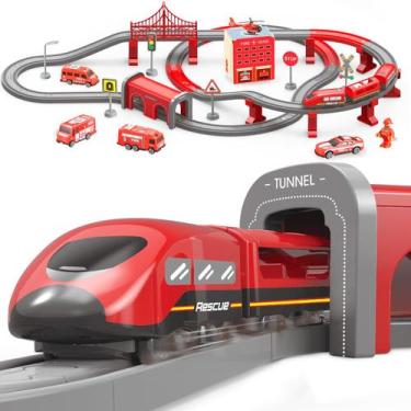 Imagem de Conjunto de trem Wdmiya para crianças pequenas com 92 unidades de tren