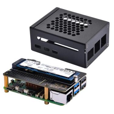 Imagem de Caixa metálica com SSD N04 PCIe M.2 Key-M NVMe para Raspberry Pi 5 - G