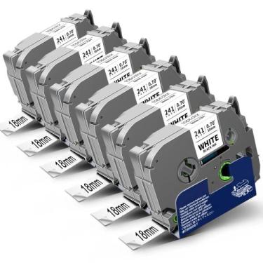 Imagem de Fita de etiqueta Topcolor Tze-241 Tz-241 18 mm 0,7 cm preta sobre bran