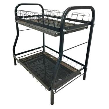 Imagem de Organizador Secador Escorredor de Louça Dois Andares de Ferro Preto co