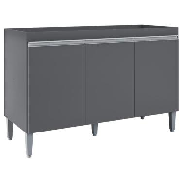 Imagem de Balcao Para Pia Sem Tampo 120 Cm Manu Cinza Reajl Móveis Cinza