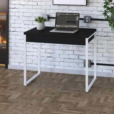 Imagem de Mesa Office 90x60x75cm C/02 Gavetas Kuadra Preto ônix -