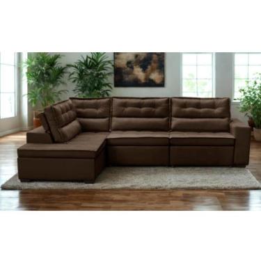 Imagem de Sofá de Canto Retrátil e Reclinável com Molas 3,00x2,00 Esq Viena Sued