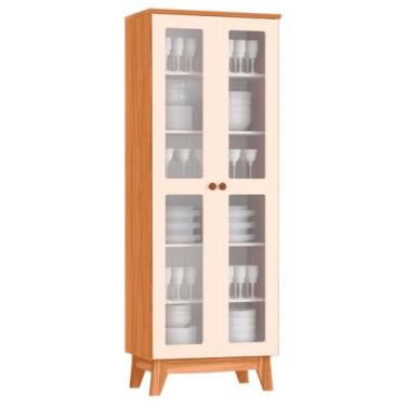 Imagem de Cristaleira Tuboarte Maya 2 Portas de Vidro 49946, FREIJO/OFF WHITE