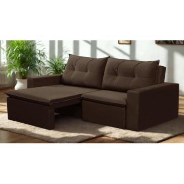 Imagem de Sofá Retrátil 2 Lugares 1,80m Londres Suede Mirra Decor, Marrom