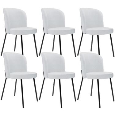 Imagem de Kit 6 Cadeiras Sala de Jantar Estofada Gavi L02 Linho Cinza - Lyam Decor