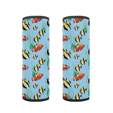 Imagem de Suohuicp Protetor de segurança para carro infantil capa de cinto de segurança almofada almofada tiras infantis acessório oceano dinossauro panda tartaruga sereia (recife de peixe-palhaço tropical)