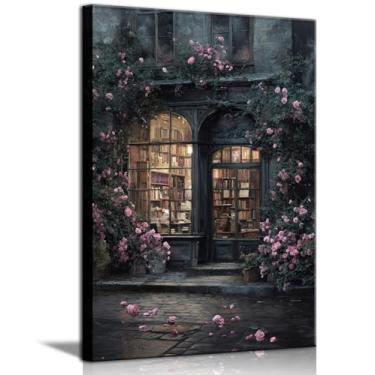 Imagem de Moody Bookstore Canvas Wall Art Dark Academia Cottagecore Book Lover Wall Decor Picture Vintage Antique Cottagecore Estético Poster Impressão Biblioteca Leitura Nook Decoração de Casa 30,5 x 40,6 cm