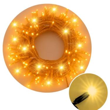 Imagem de Kit 3x Cordões LED 10m Strobo Externo 220v Branco Vermelho Gold Jardim Parque Conector Macho Femea (Led Amar|Strob Amar|Fio Gold, 10m - 220v)
