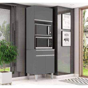 Imagem de Paneleiro Torre Quente C/ 2 Nichos 3 Portas 1 Gavetas - Cinza AJL 