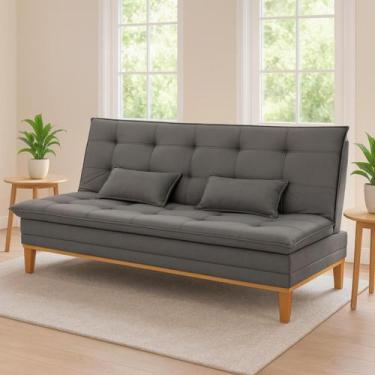 Imagem de Sofa Cama Mobly Suede Pes De Madeira 3 Lugares Moderno - Dcazza, Cinza