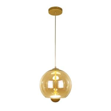Imagem de Pendente Led 3000k 7w 25cm Vidro Dourado e Âmbar - Pd2181