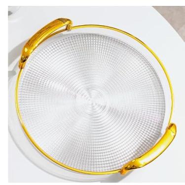 Imagem de Bandeja Organizadora Decorativa Multiuso Para Servir Nórdica Com Alça e Detalhe em Dourado Decoração de Mesa (Modelo B)