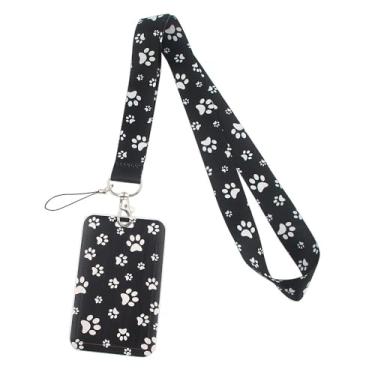 Imagem de Suporte de crachá de pata de cachorro com carretel retrátil e cordão de separação - porta-crachá de chaveiro para escola, enfermeira e escritório