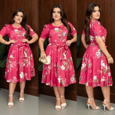 Imagem de Vestido Feminino Godê Moda Evangélica Midi Rodado Elegante para Igreja