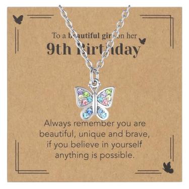 Imagem de Sepfavo Colar de borboleta de cristal para meninas, 6, 7, 8, 9, 10, 11, 12, 13, 16, 18, presente de aniversário, incrustado com zircônia, colar de diamante infantil hipoalergênico, 18, Aço inoxidável