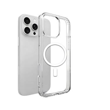 Imagem de OpenTeQ Capa de telefone magnética para iPhone 16 Pro - Capa de telefone transparente de TPU antiamarelamento compatível com Magsafe, proteção de grau militar à prova de choque - ultrafina