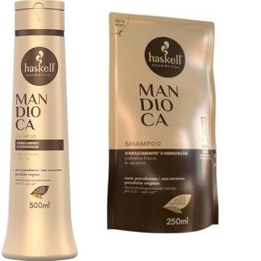 Imagem de Kit Haskell Mandioca Shampoo 500ML + 1 Refil Shampoo 250