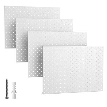 Imagem de EVERHANGER Painéis de metal Pegboard, organizador de parede de pegboard resistente, painéis de parede de garagem, organização de armazenamento de ferramentas, 30,5 x 40,6 cm, 4 peças, cinza
