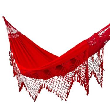 Imagem de Rede de Dormir e Descanso Safira Casal Extra 100% Algodão Jaguaruana. (Vermelho)