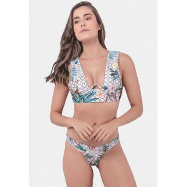 Imagem de Biquíni Areia Branca Praya Cropped Floral Branco, G