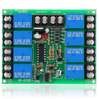 Imagem de 8 canais Play de sequência de tempo de potência, módulo de controlador sequencial ajustável para equipamentos de áudio, início em sequência e interromper em reversa, evitar danos