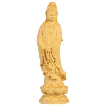 Imagem de Estátua de Guan Yin em pé sobre escultura chinesa Feng Shui Mini Quan Yin estatueta deusa asiática Budista Decoração