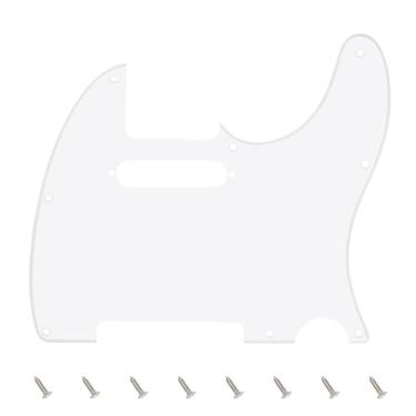 Imagem de Banworks 1 Ply Tele Pickguard 8 furos para guitarra elétrica Pickguard placa para USA/Mexican Fender Modern Style Standard Tele Telecaster JT/HB-03 Branco