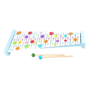 Imagem de Deevoka Nota glockenspiel crianças instrumento musical de percussão de mão profissional xilofone brinquedo musical para jogadores de banda, Azul 41.5x17cm