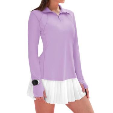 Imagem de Camisa de sol feminina IECCP, manga comprida, proteção UV, roxa, XL